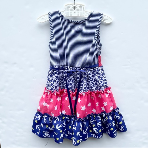 Nautical Tiered Ruffles Dress Pinky Of Los Angeles - Size 4 - Picture 4 of 5